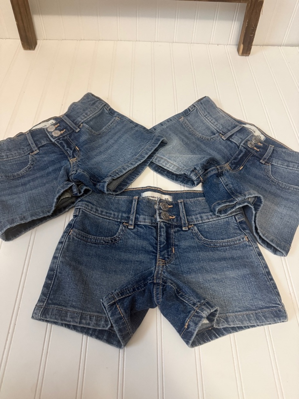 abercrombie kids Girls Medium Blue Denim Shorts Trio